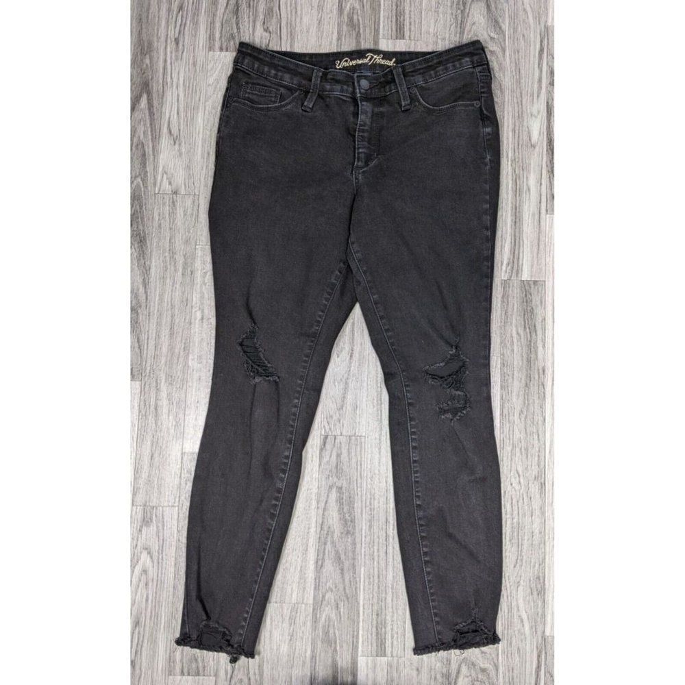 (3/$35) Universal Thread Mid Rise Skinny Distressed Black Jeans